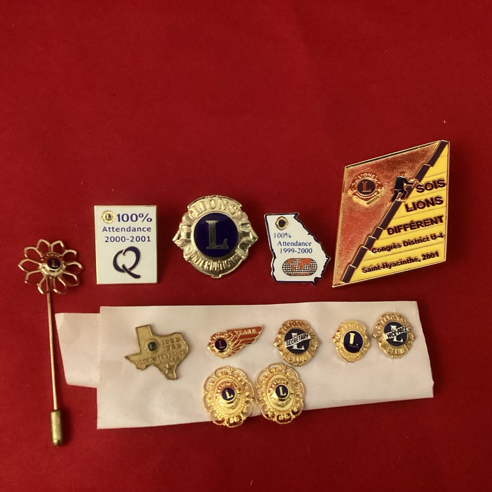 Lions club international collectibles pins and misc lot